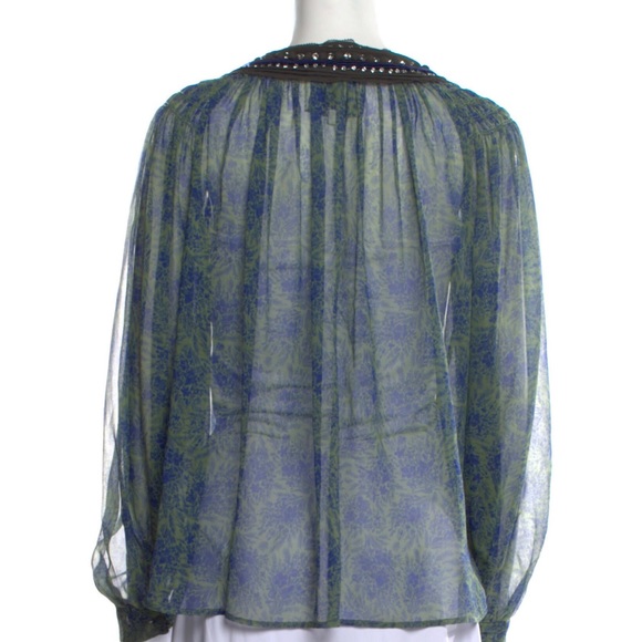 The Real Real: 3.1 Phillip Lim Sheer V neck blouse with embellishments Sz 4 - Picture 6 of 16